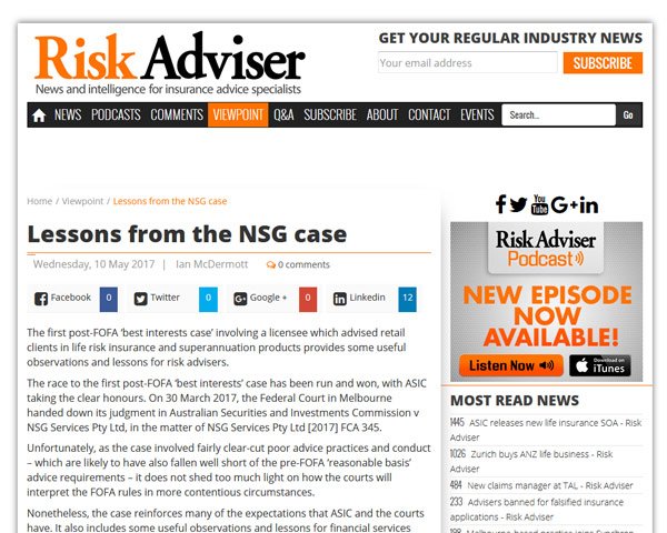 Risk Adviser Article